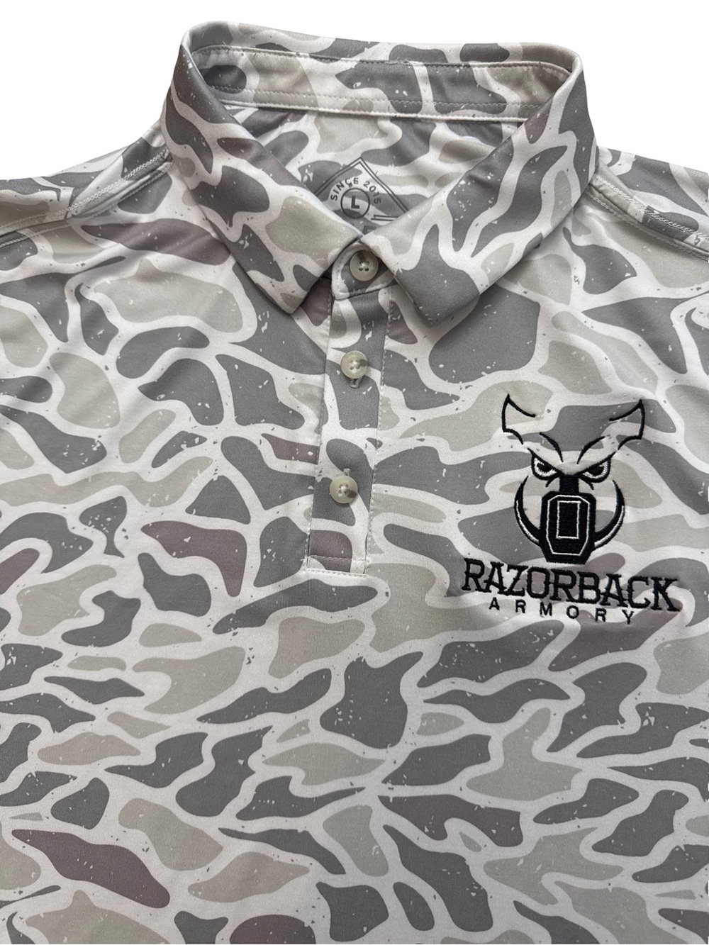 Burlebo Men’s Polo Shirt Size Large Golf/Golfer Polo Military Camouflage Logo